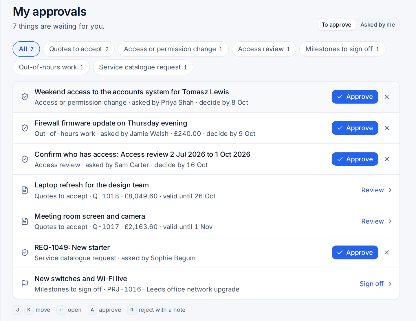 My approvals in the portal