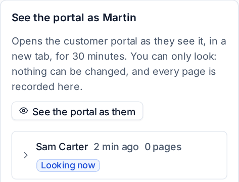 The See the portal as card on a contact's page