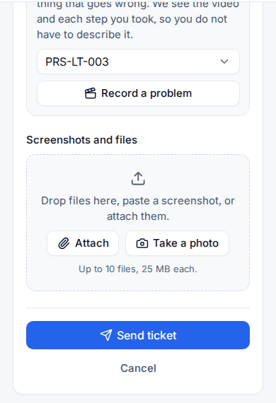 Show us on your computer on the portal's New ticket page