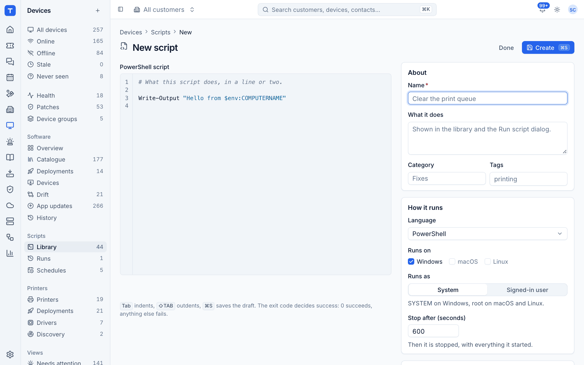 The script editor with About and How it runs