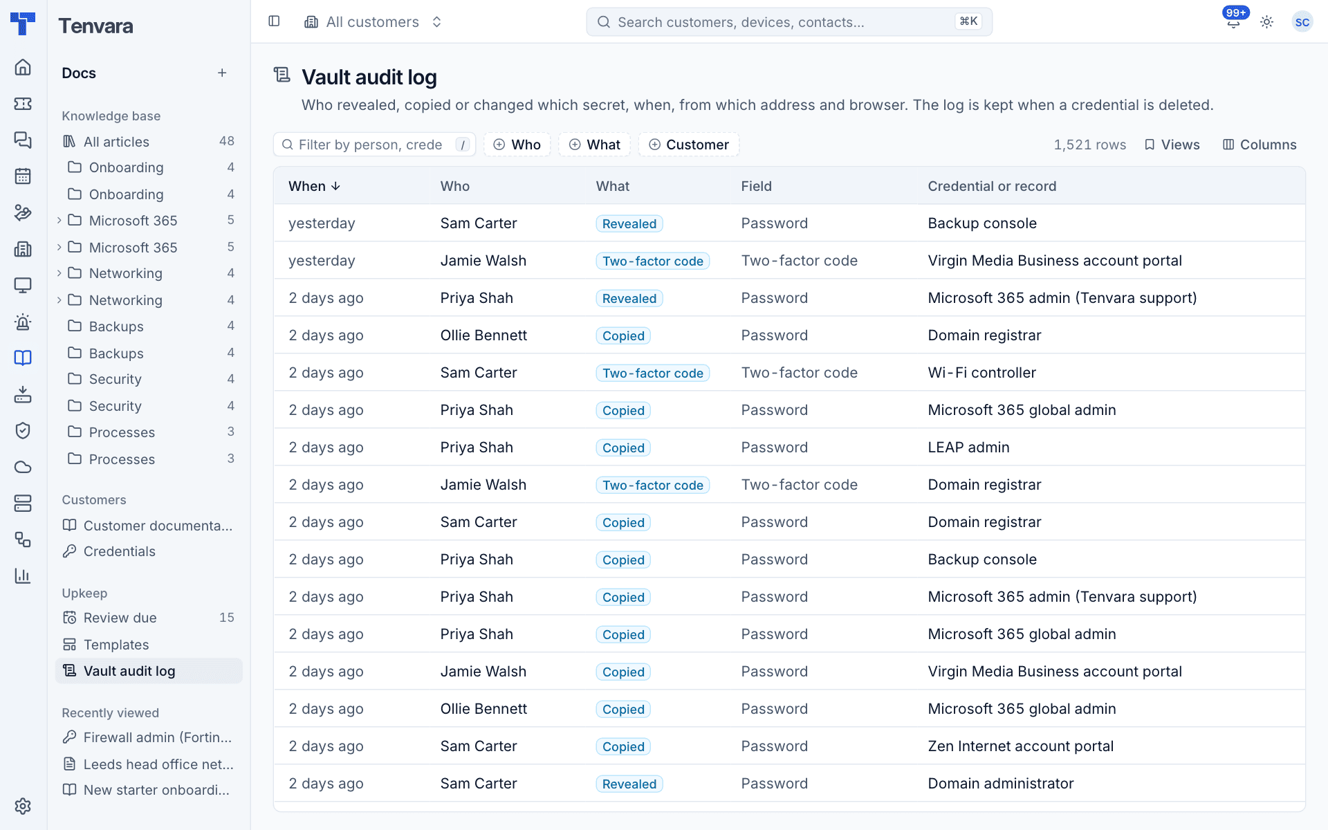 The vault audit log