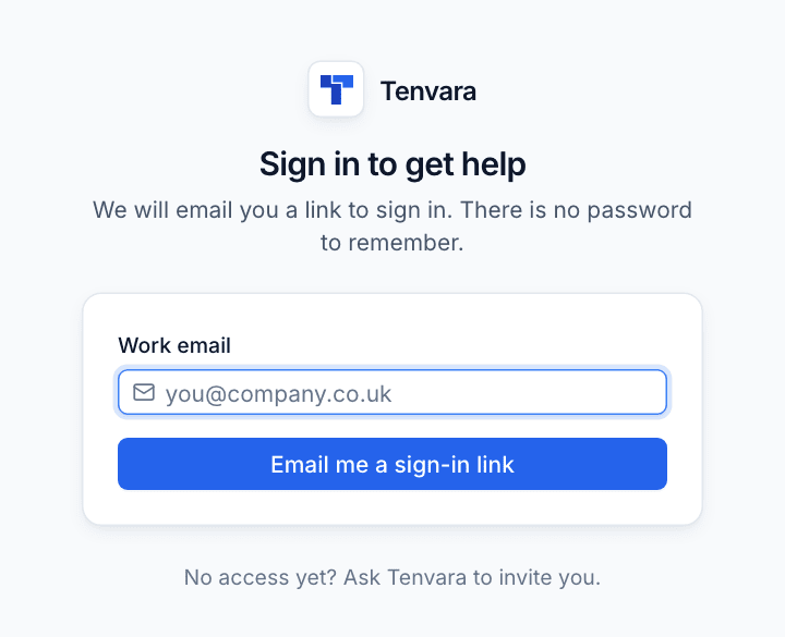 The portal sign-in page asking for a work email