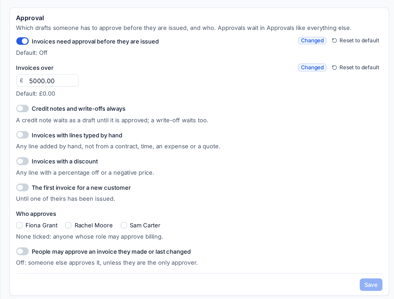 Invoice approval rules