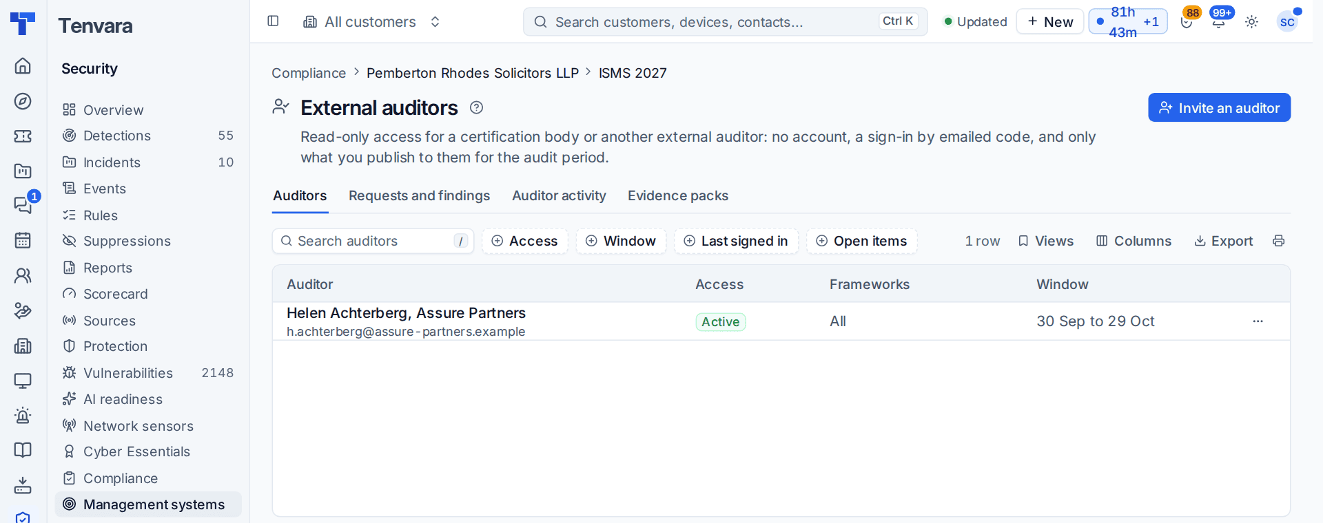 External auditors on a programme, with access, frameworks and the access window