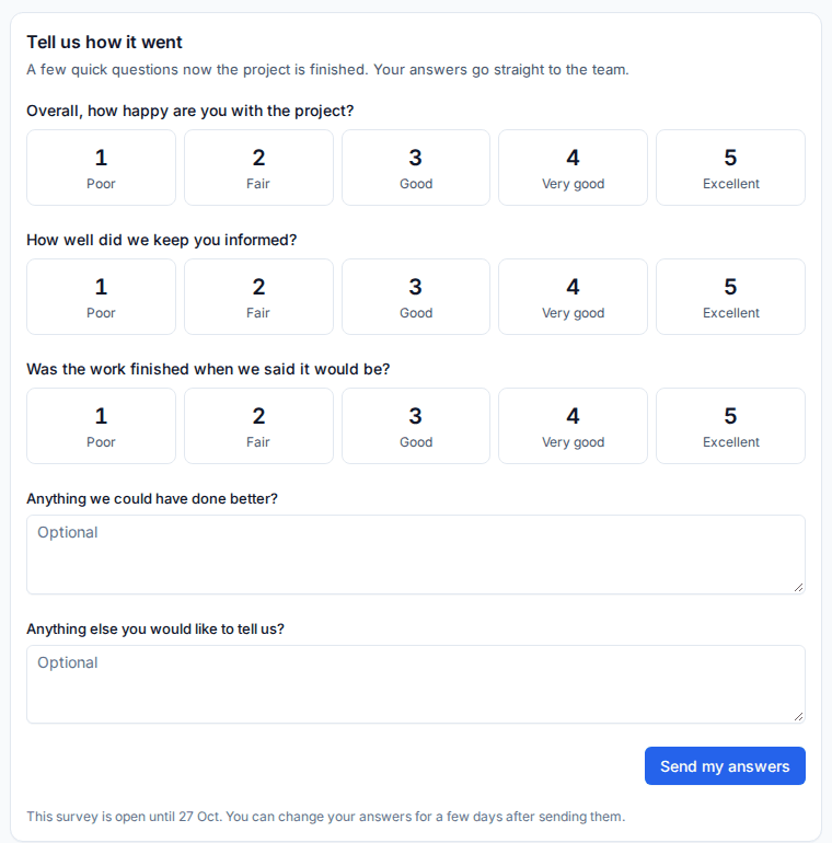 The close survey in the portal