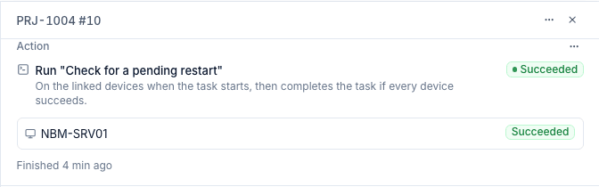A task whose script ran on the linked server and completed it