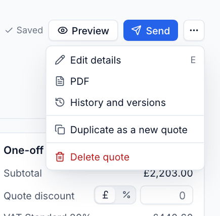 The quote menu