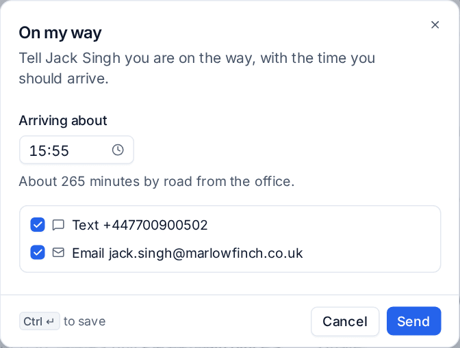 Telling the customer you are on the way