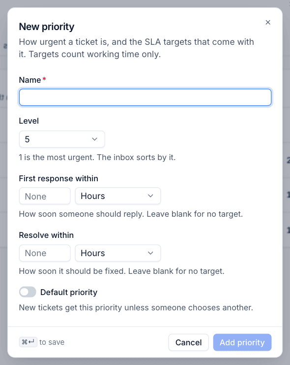 The New priority form