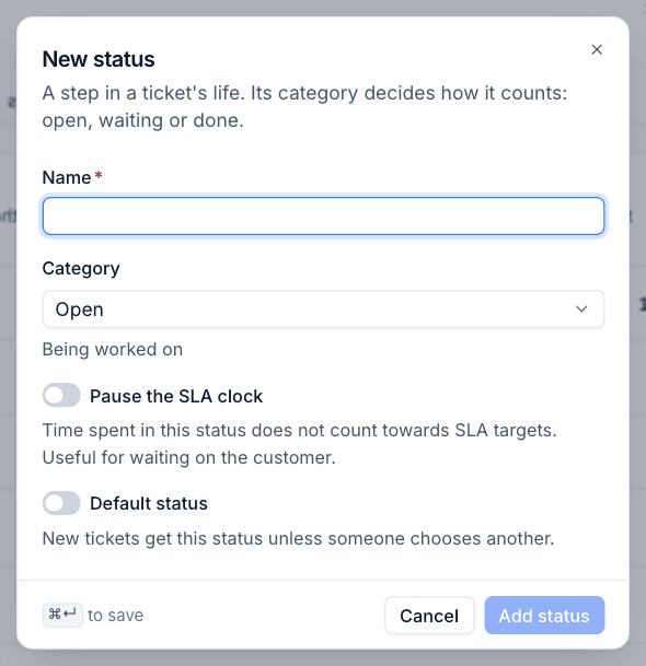 The New status form